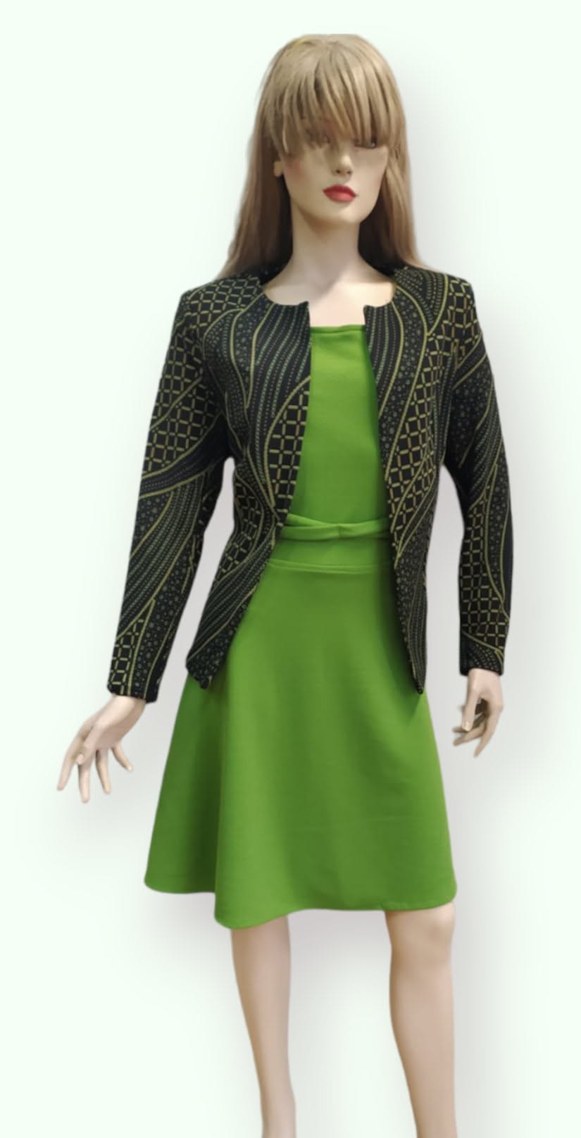 Conjunto Vestido Verde + Torera Estampada