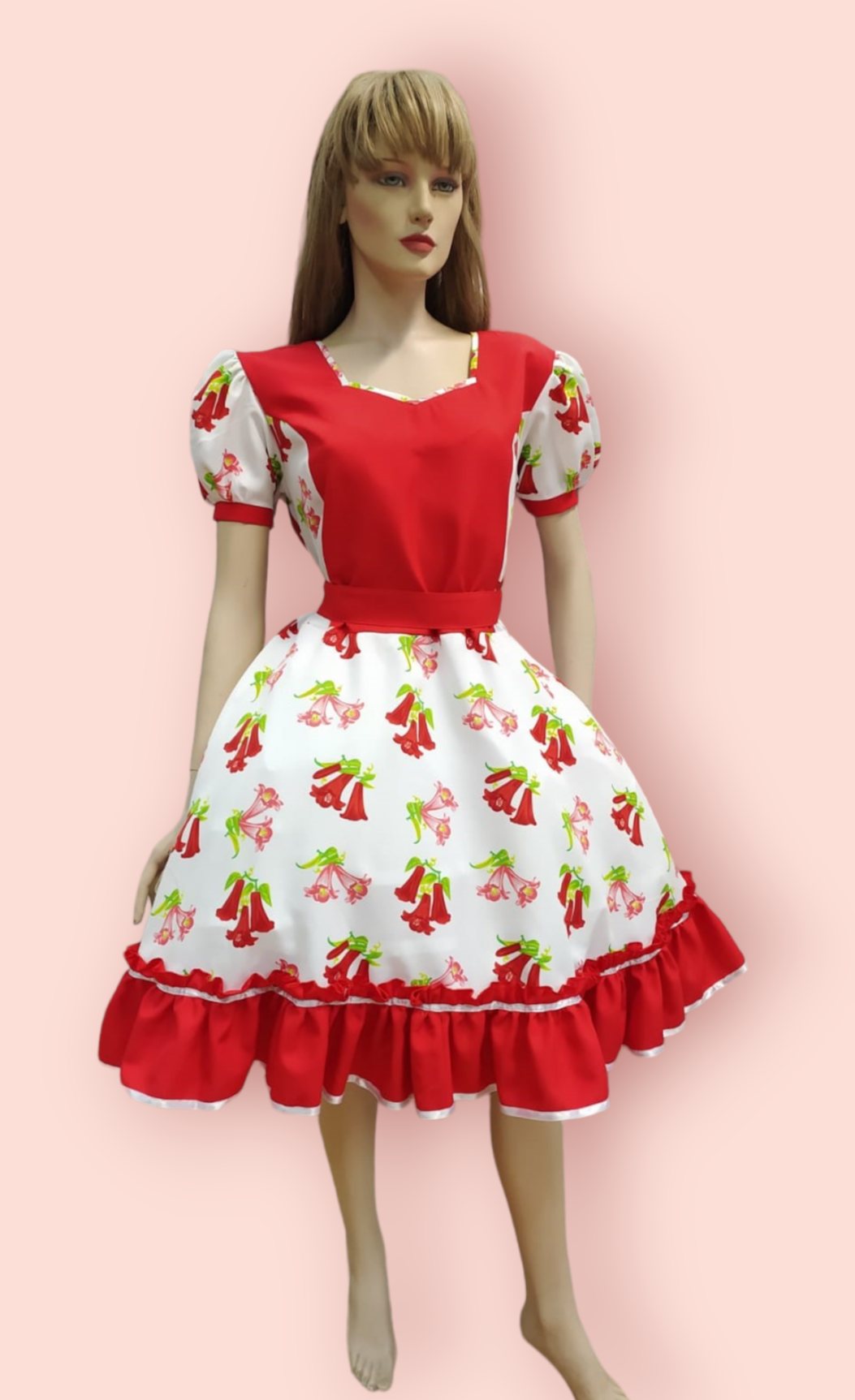 Vestido de Huasa Rojo Copihue