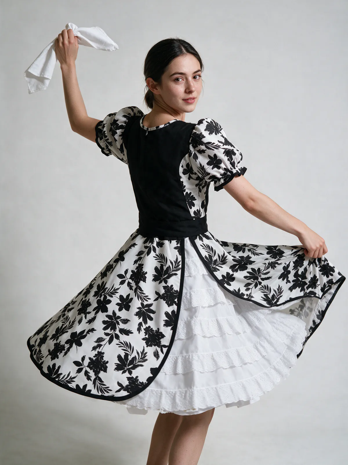 Vestido de China Negro Flores