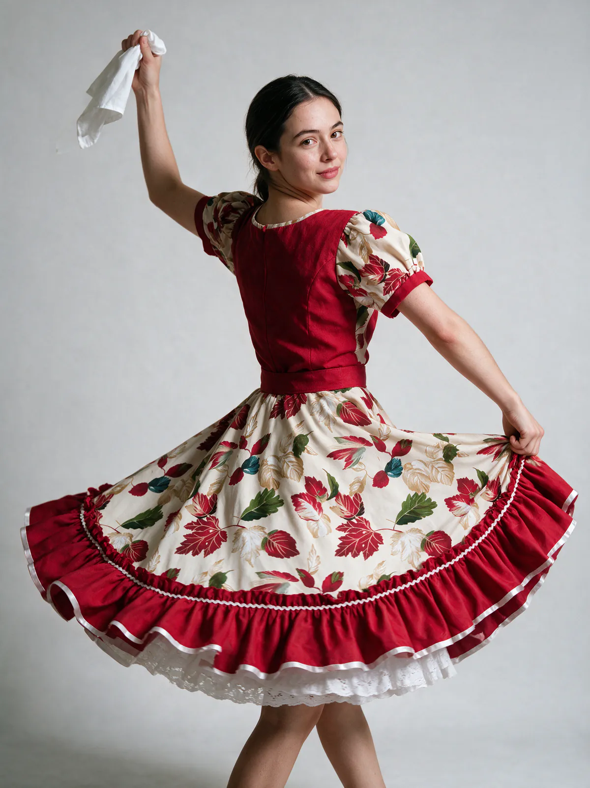 Vestido de China Rojo Hojas — foto 2