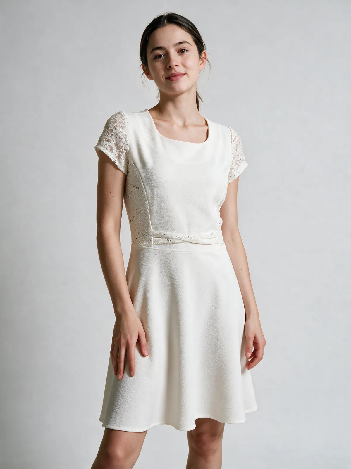 Vestido Crema Encaje