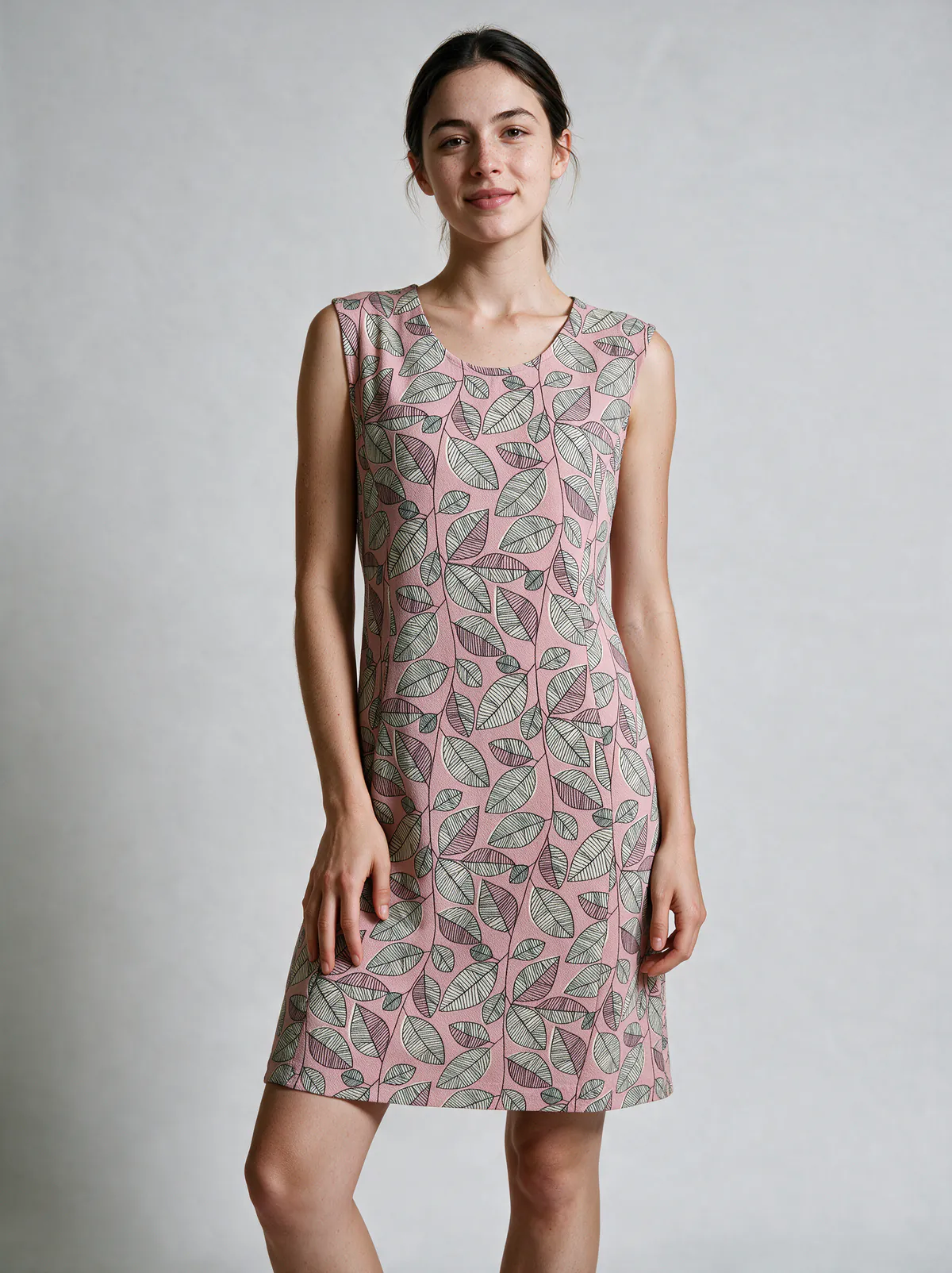 Vestido Hojas Rosa